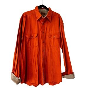 Faded Glory Burnt Orange Rust Button Up Shirt Heavy 100% Cotton Men’s XL‎